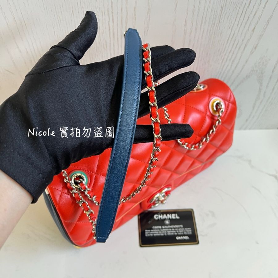 Chanel Flap Bags 25 拼色鑲邊翻口蓋包❤️-53