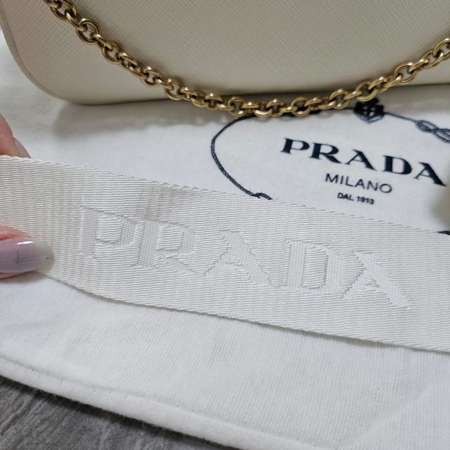Prada 白色 牛皮 3合1 包包 手袋 側孭袋-4