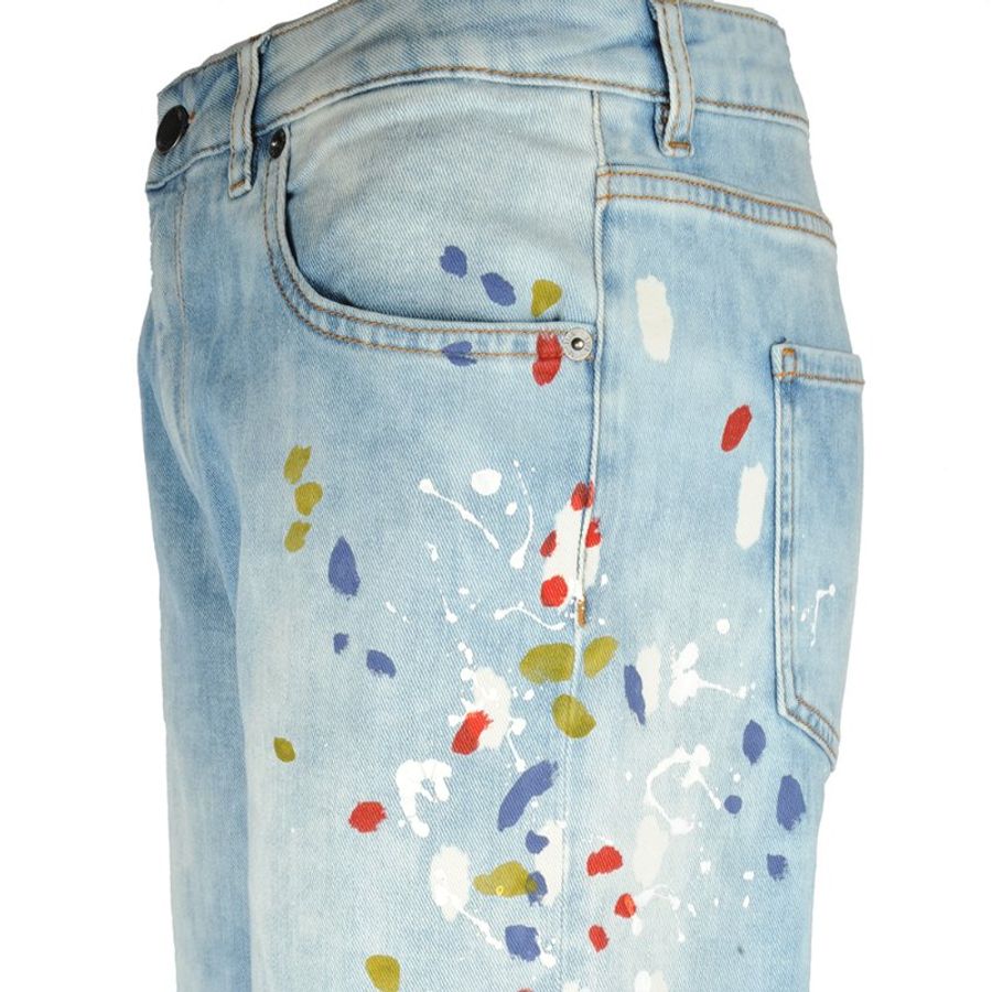 Moschino Fringed Print Jeans for Women in Blue (3818E-2851-036V-26)-3