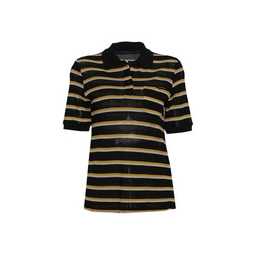 Proenza Schouler Stripes Polo Tee for Women in Black/Yellow (R122415-JCP05-10203-4)-0