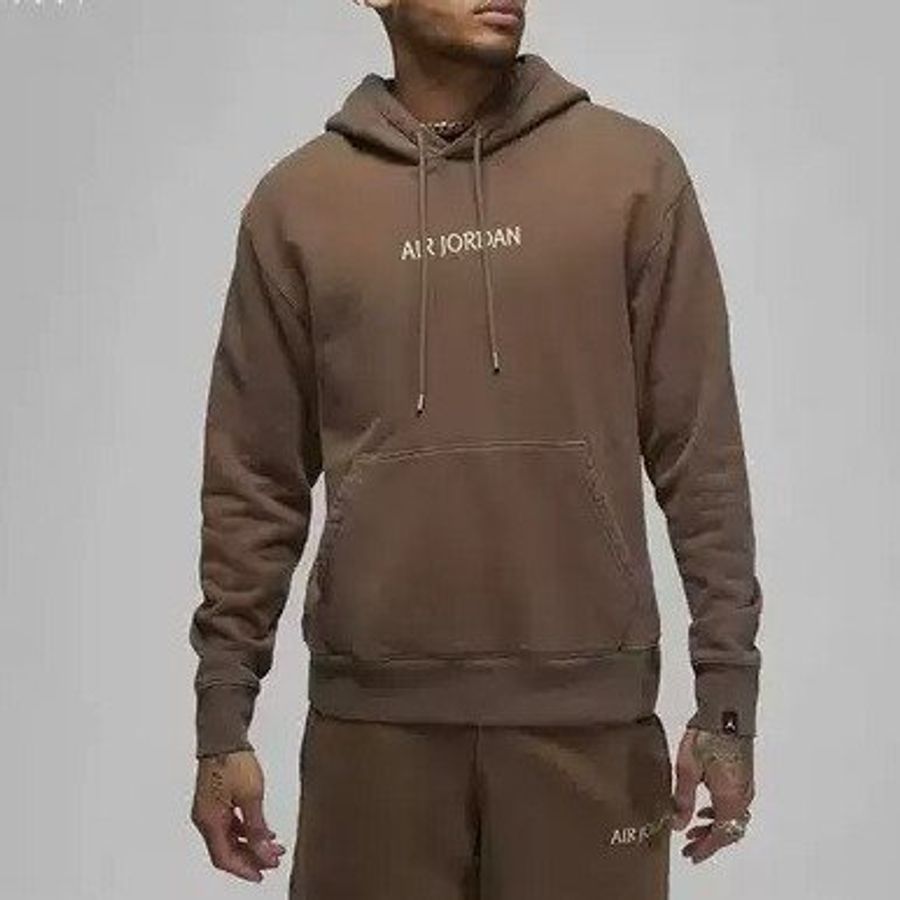 NIKE AJ AIR JORDAN 運動帽T 大學T 長袖上衣 連帽上衣 連帽外套 籃球服 咖啡色上衣 運動長袖 厚磅-0
