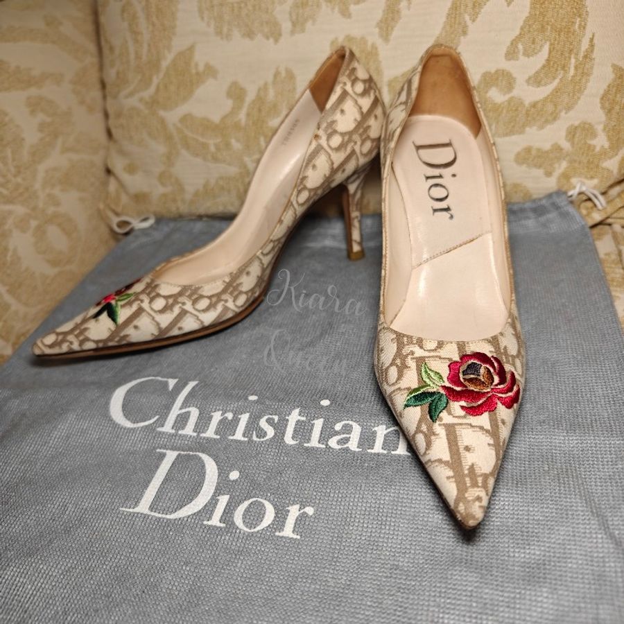 💥六月特價款🔥Christian Dior 迪奧 老花 高跟鞋 36碼 女鞋 精品女鞋-0