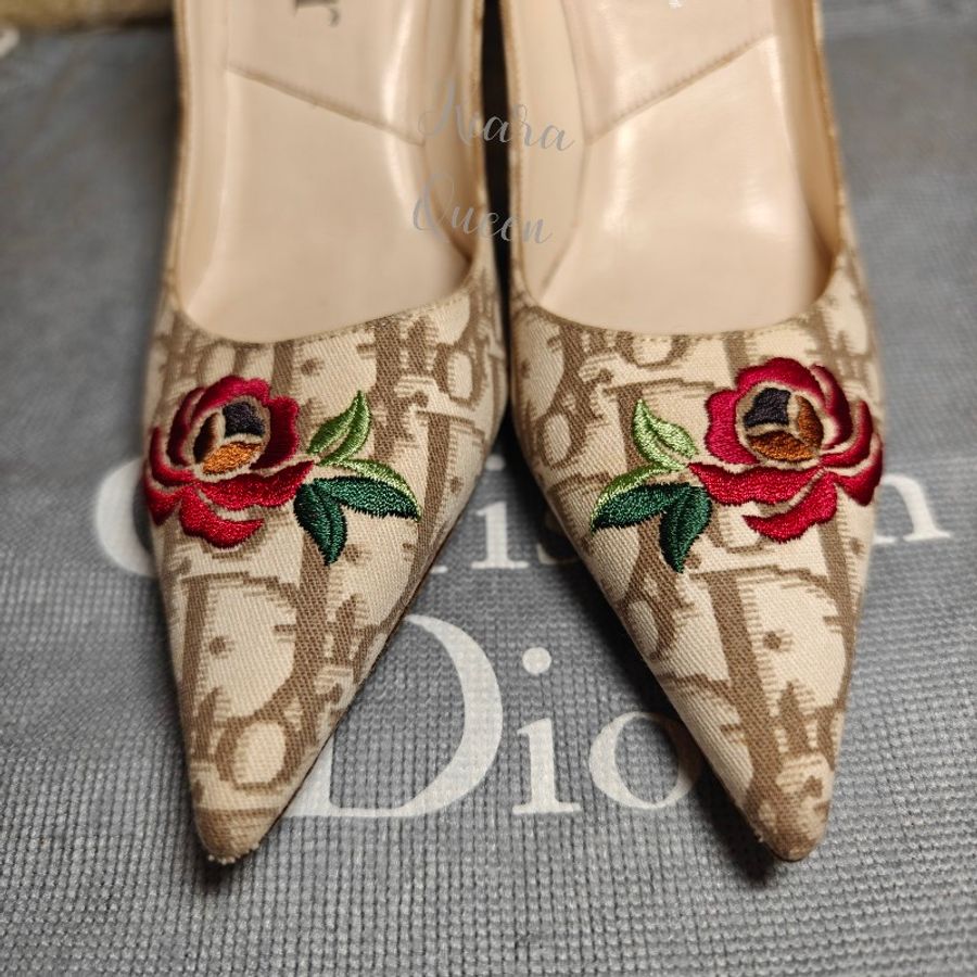 💥六月特價款🔥Christian Dior 迪奧 老花 高跟鞋 36碼 女鞋 精品女鞋-1
