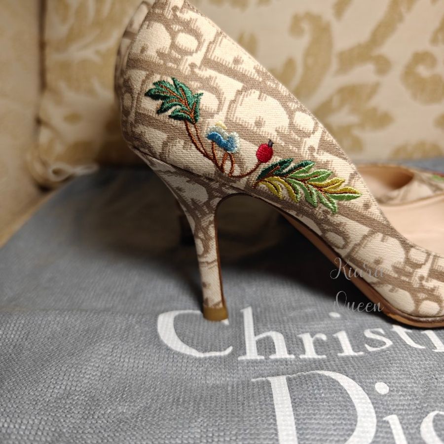 💥六月特價款🔥Christian Dior 迪奧 老花 高跟鞋 36碼 女鞋 精品女鞋-3