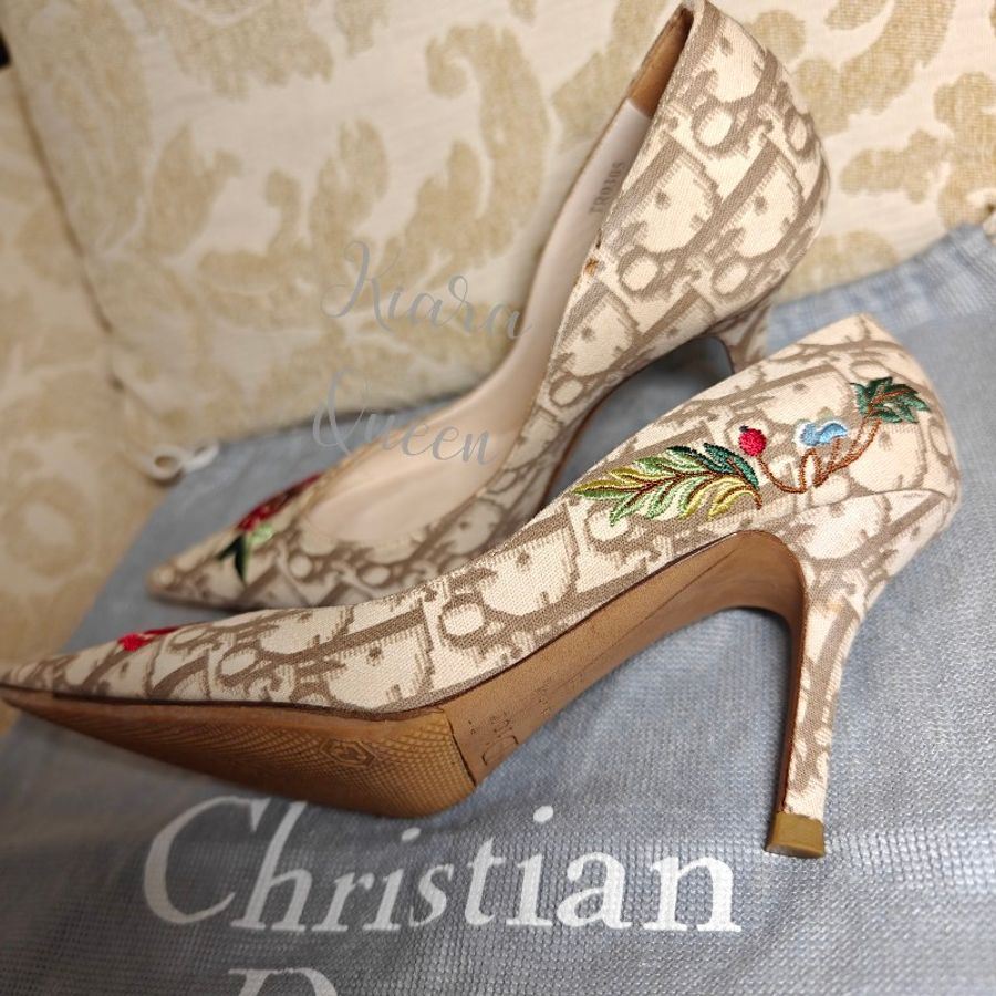 💥六月特價款🔥Christian Dior 迪奧 老花 高跟鞋 36碼 女鞋 精品女鞋-4