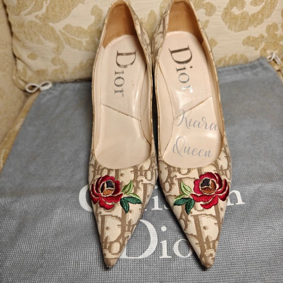 💥六月特價款🔥Christian Dior 迪奧 老花 高跟鞋 36碼 女鞋 精品女鞋-5