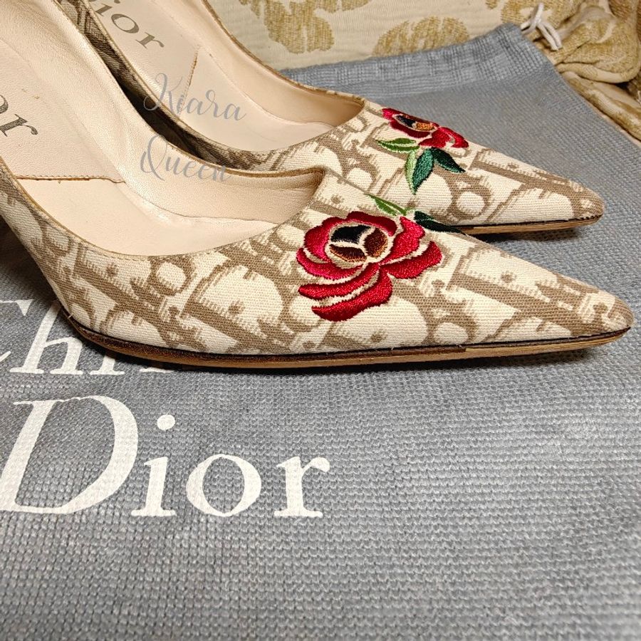 💥六月特價款🔥Christian Dior 迪奧 老花 高跟鞋 36碼 女鞋 精品女鞋-10