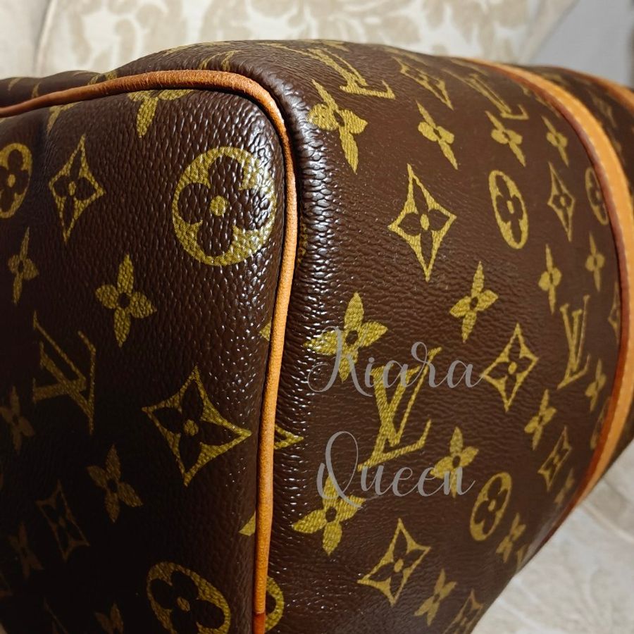 附鎖頭鑰匙 Louis Vuitton LV 旅行袋 行李袋 vintage keepall Speedy 45 波士頓包 附吊牌 老花 hand carry 手提包 手提行李袋 登機包-13