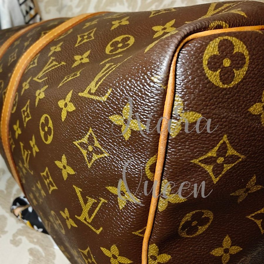 附鎖頭鑰匙 Louis Vuitton LV 旅行袋 行李袋 vintage keepall Speedy 45 波士頓包 附吊牌 老花 hand carry 手提包 手提行李袋 登機包-14