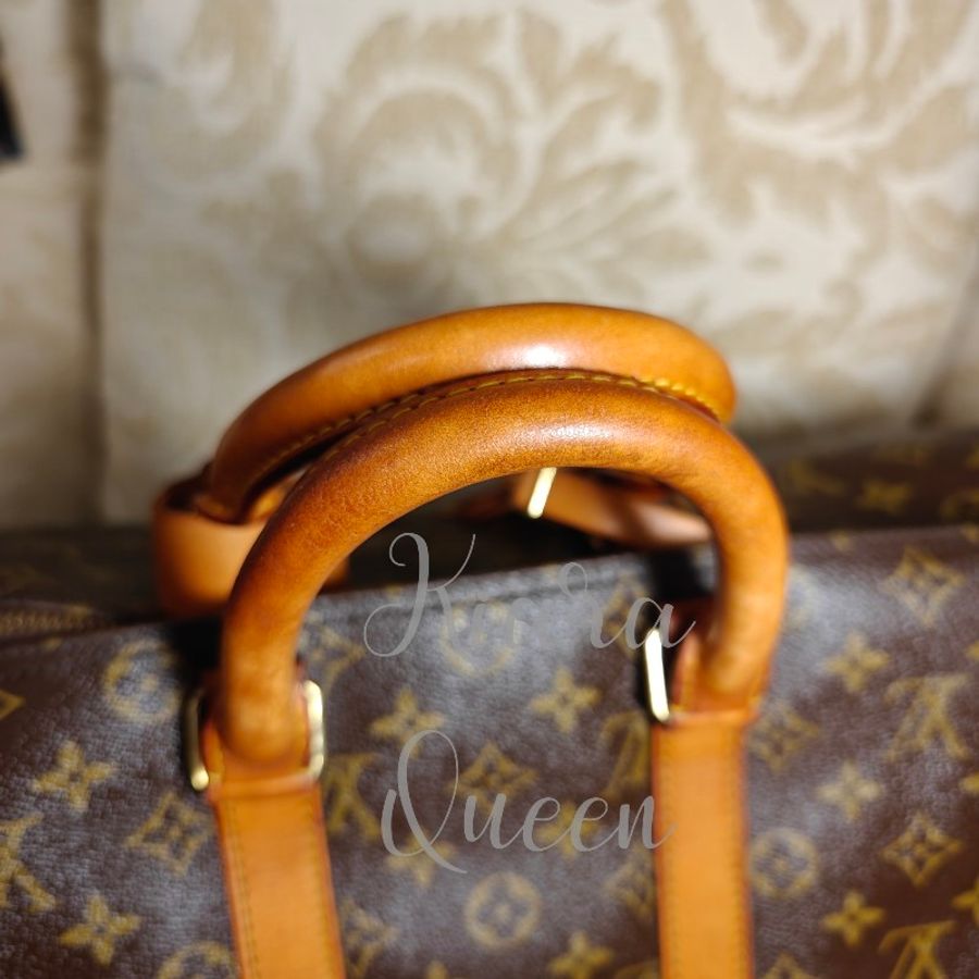 附鎖頭鑰匙 Louis Vuitton LV 旅行袋 行李袋 vintage keepall Speedy 45 波士頓包 附吊牌 老花 hand carry 手提包 手提行李袋 登機包-19