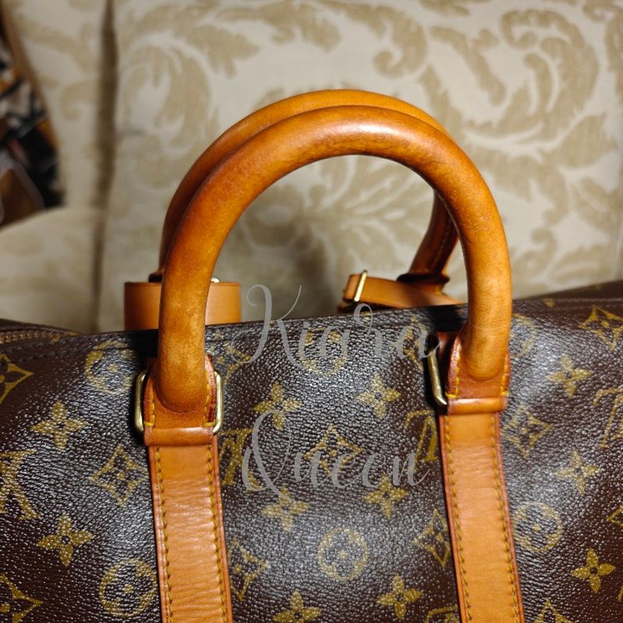 附鎖頭鑰匙 Louis Vuitton LV 旅行袋 行李袋 vintage keepall Speedy 45 波士頓包 附吊牌 老花 hand carry 手提包 手提行李袋 登機包-20