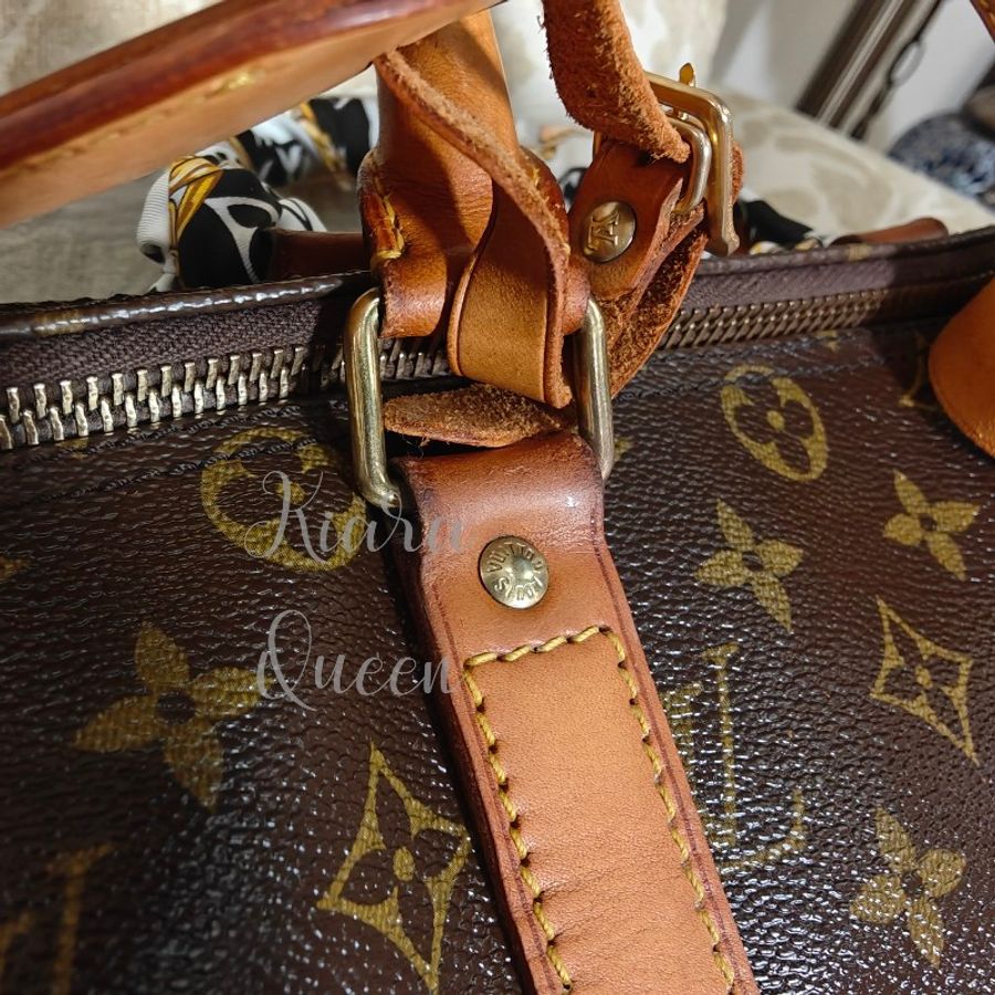 附鎖頭鑰匙 Louis Vuitton LV 旅行袋 行李袋 vintage keepall Speedy 45 波士頓包 附吊牌 老花 hand carry 手提包 手提行李袋 登機包-24