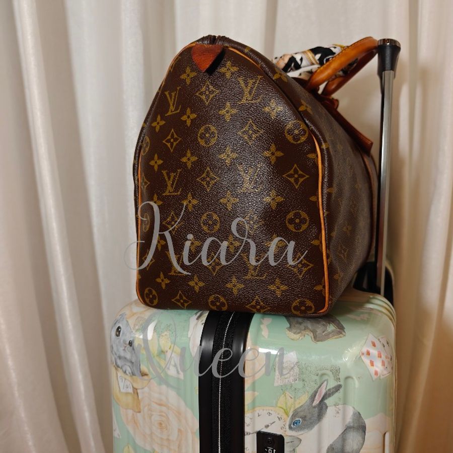 附鎖頭鑰匙 Louis Vuitton LV 旅行袋 行李袋 vintage keepall Speedy 45 波士頓包 附吊牌 老花 hand carry 手提包 手提行李袋 登機包-29