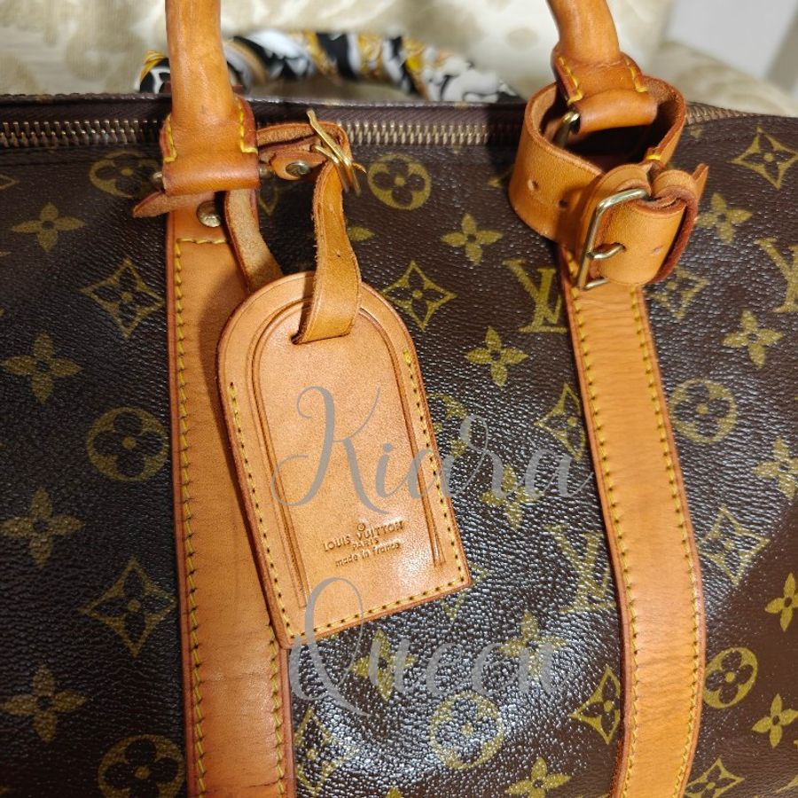 附鎖頭鑰匙 Louis Vuitton LV 旅行袋 行李袋 vintage keepall Speedy 45 波士頓包 附吊牌 老花 hand carry 手提包 手提行李袋 登機包-4
