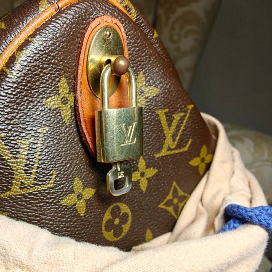附鎖頭鑰匙 Louis Vuitton LV 旅行袋 行李袋 vintage keepall Speedy 45 波士頓包 附吊牌 老花 hand carry 手提包 手提行李袋 登機包-23
