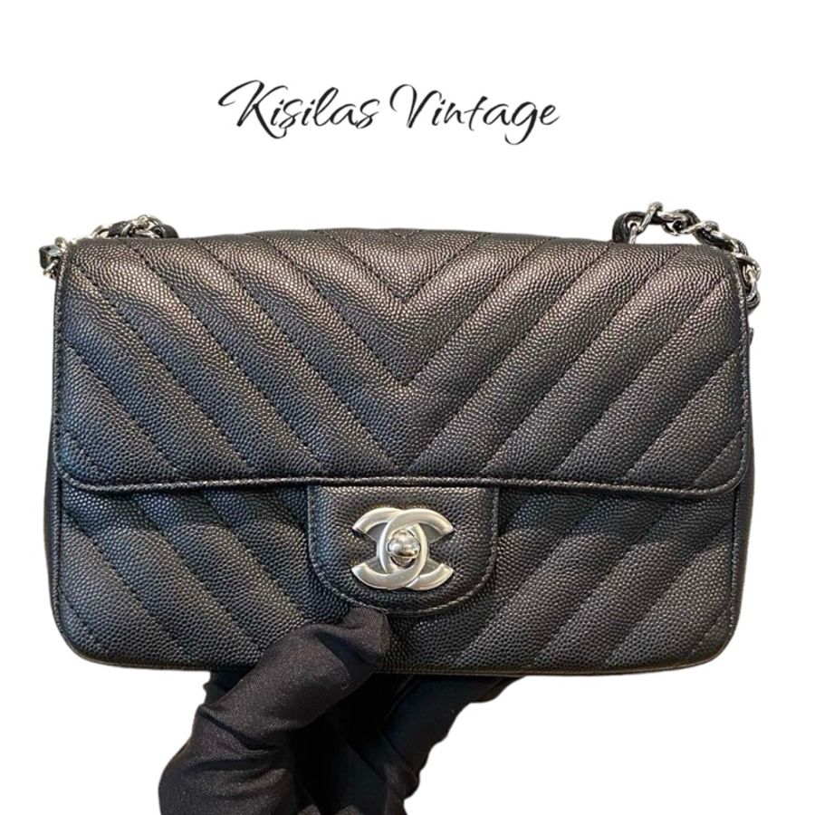 Chanel Caviar CF20大mini銀扣-0