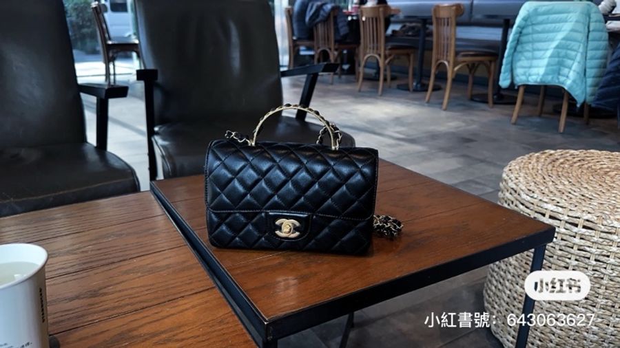 降價超美不用20萬Chanel 23K黑金手柄mini CF handle 近新閒置激美手柄cf 經典20公分mini coco-3