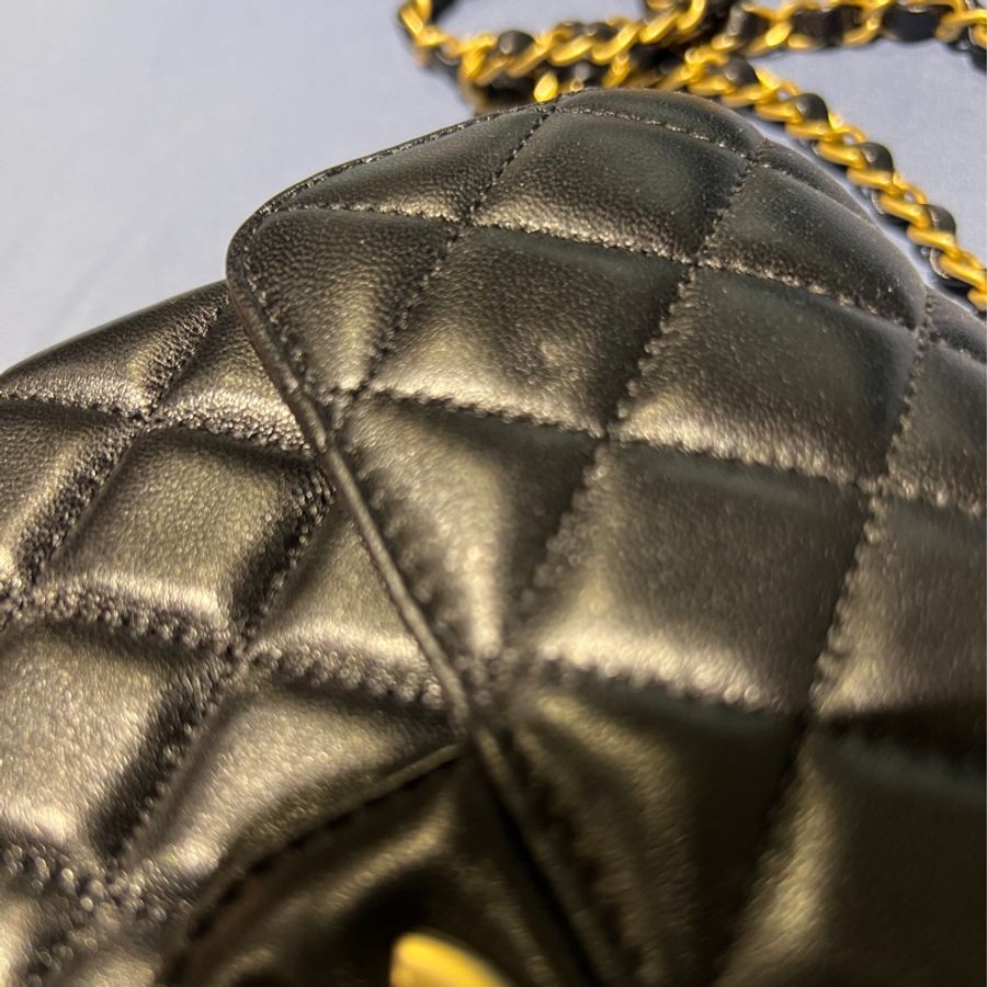 降價超美不用20萬Chanel 23K黑金手柄mini CF handle 近新閒置激美手柄cf 經典20公分mini coco-5