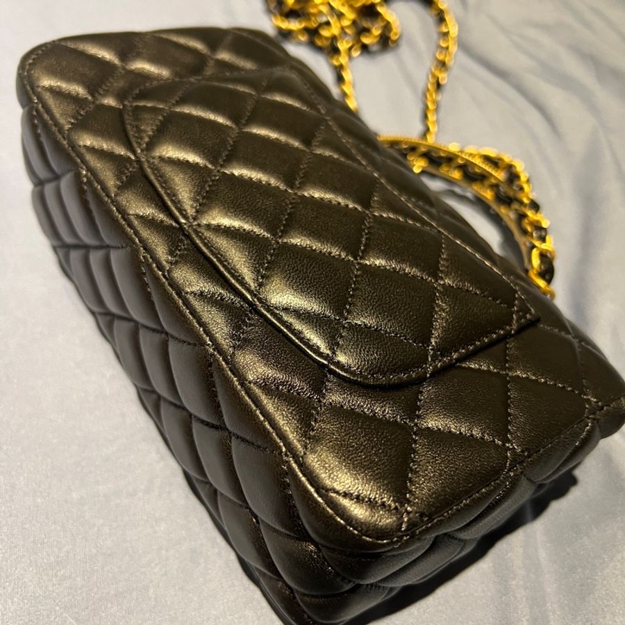 降價超美不用20萬Chanel 23K黑金手柄mini CF handle 近新閒置激美手柄cf 經典20公分mini coco-6