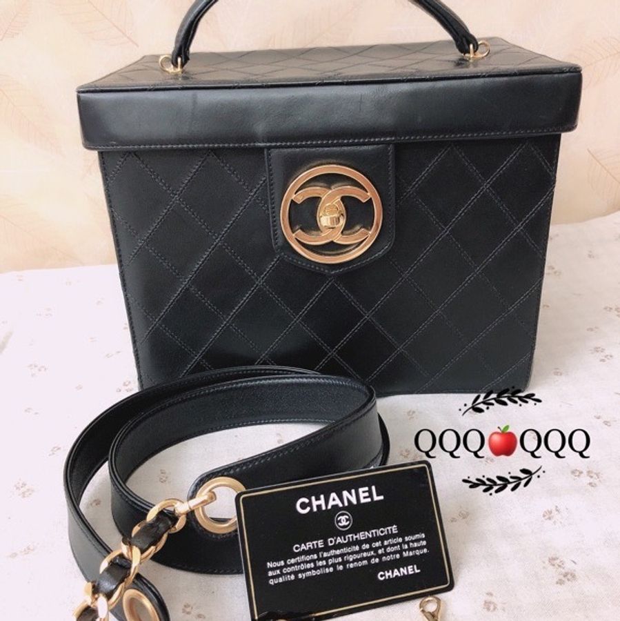 🎀現貨🎀日本購人香奈兒Chanel 老香箱型化妝包斜背包手提包兩用-2