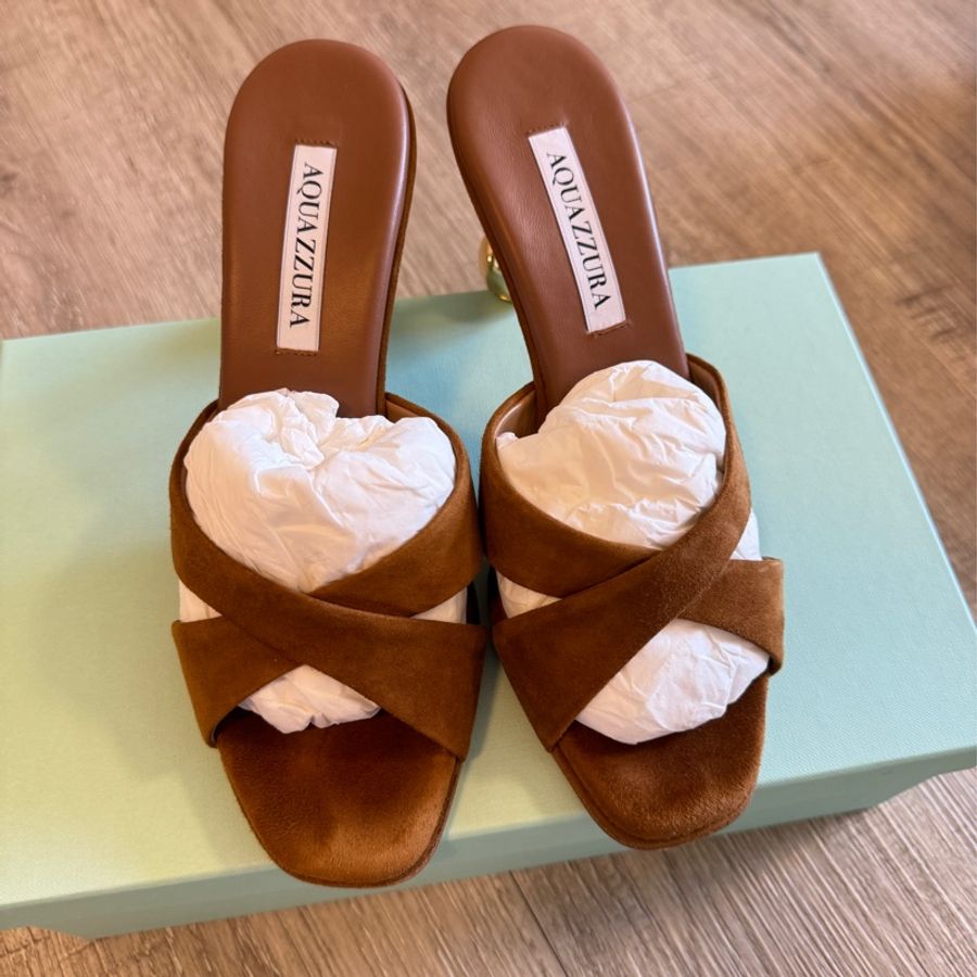 AQUAZZURA 棕色麂皮高跟鞋-0