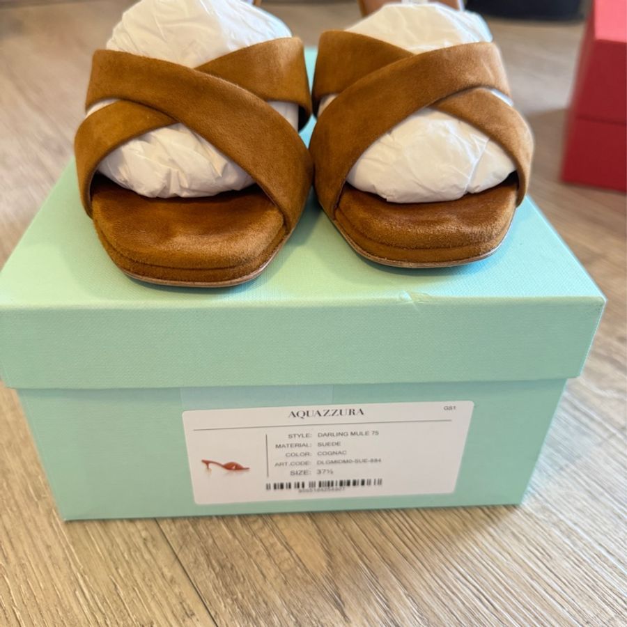 AQUAZZURA 棕色麂皮高跟鞋-4