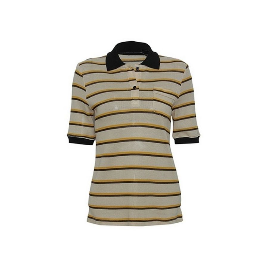 Proenza Schouler Stripes Polo Tee for Women in Beige/Yellow (R122415-JCP05-10904-2)-0