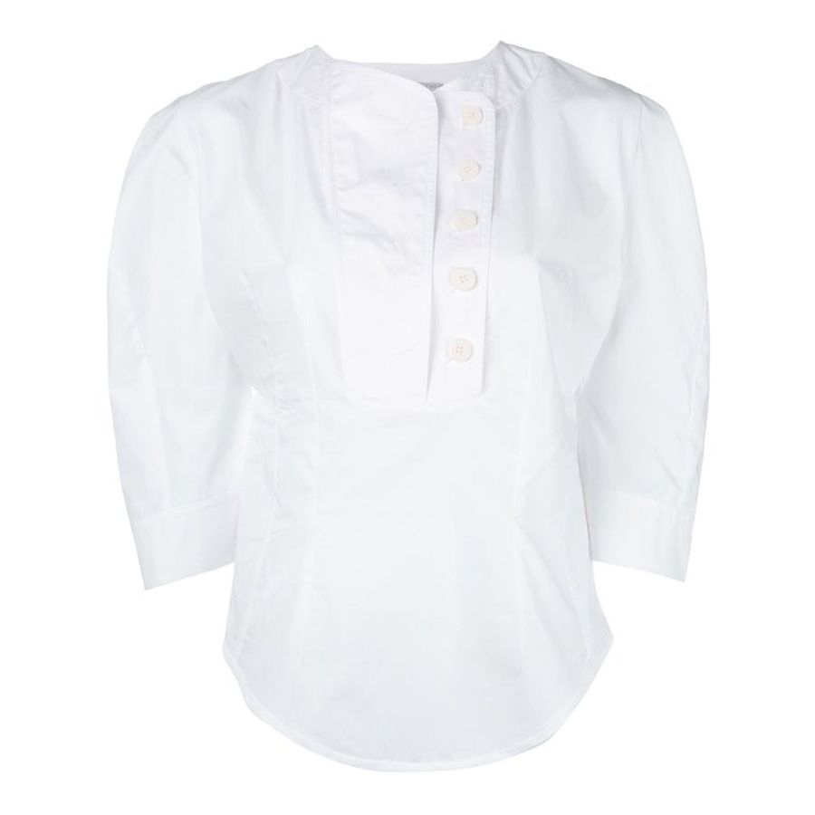 Stella Mccartney Round Neck Statement Sleeve Top for Women in White (472174-SEA51-9000-44)-0