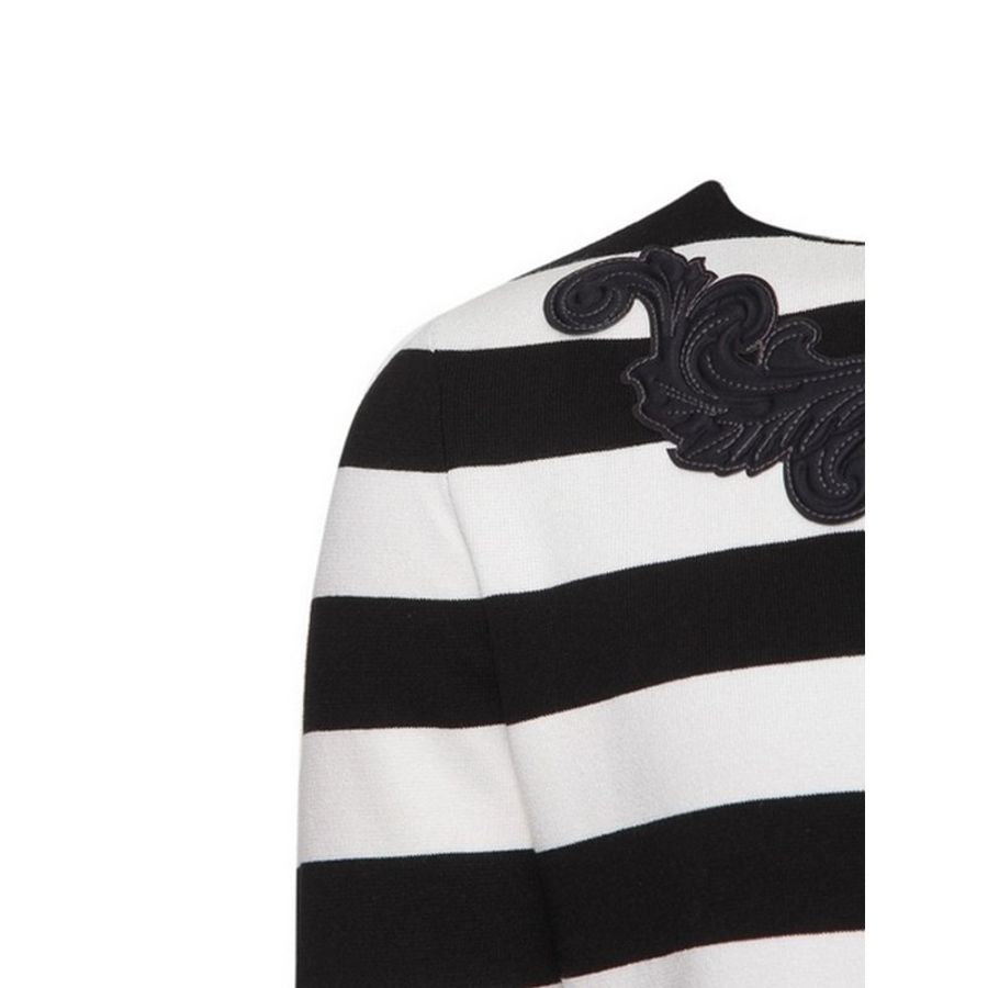 Versace Patch Details Stripes Sweater for Men in Black/White (V700715-VK00209-V2005-L,XXL,XXXL)-2