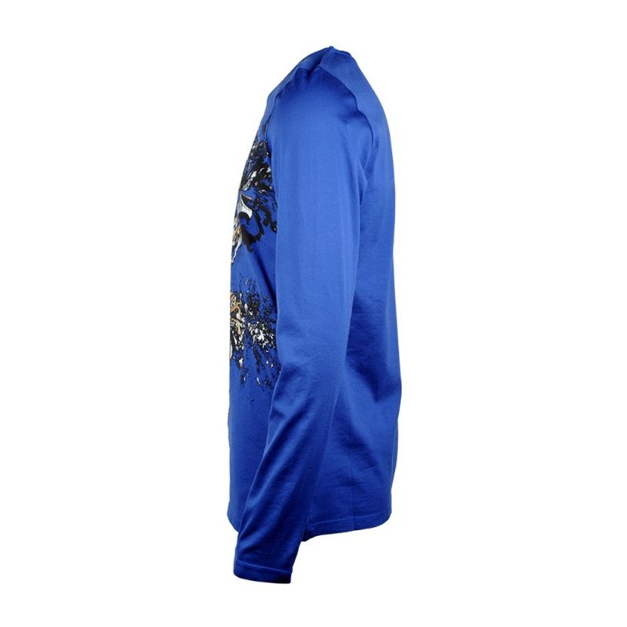 Roberto Cavalli Crew Neck Print T-Shirt for Men in Blue - BM774Y-435 (Size: S,M,L,XL )-2