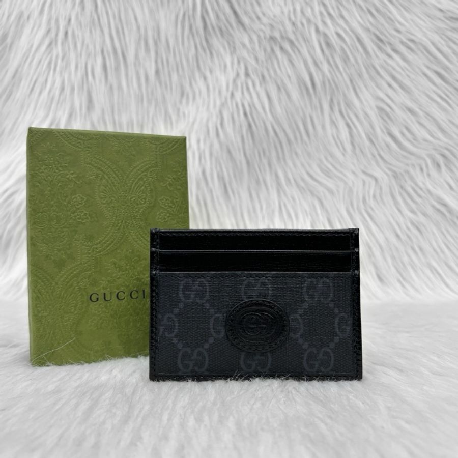 Gucci 673002黑牛皮老花Interlocking G卡片套-0