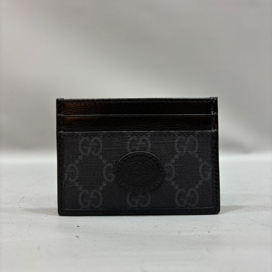 Gucci 673002黑牛皮老花Interlocking G卡片套-1