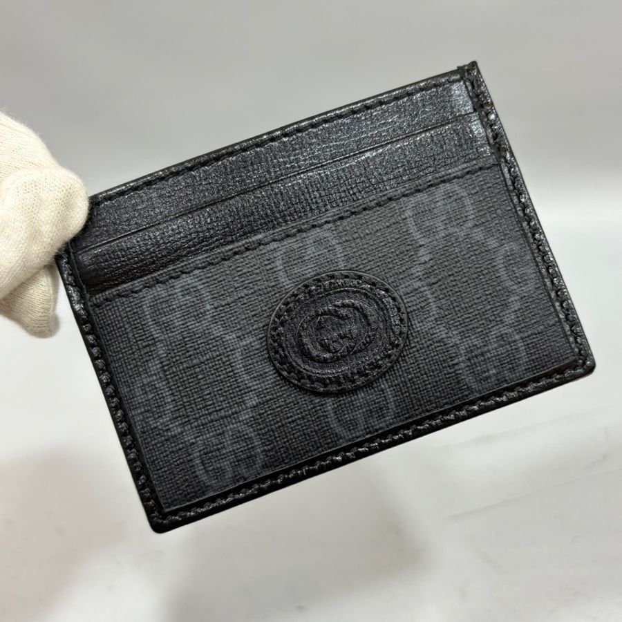 Gucci 673002黑牛皮老花Interlocking G卡片套-7