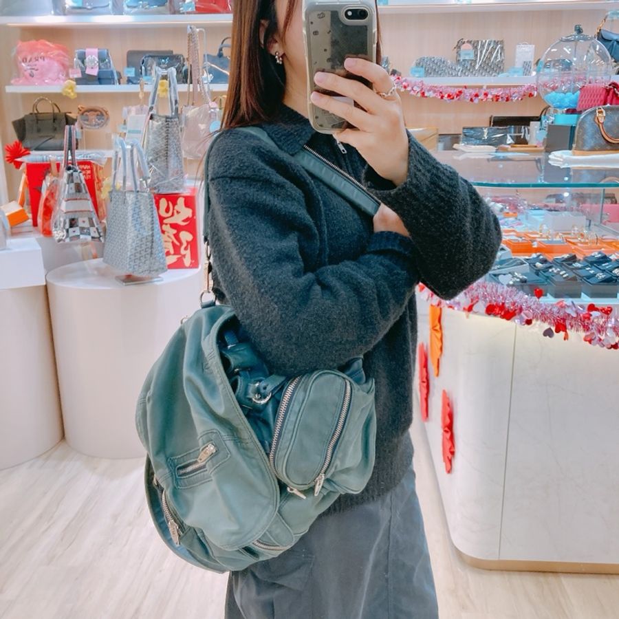 亞力山大王 Alexander Wang Marti Backpack 系列雙肩背包 單肩斜挎 復古綠 軍綠 多用途-33
