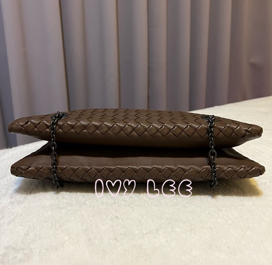 Bottega Veneta 咖啡棕色可可  Intrecciato 編織皮革雙肩包斜背包 二手精品-2