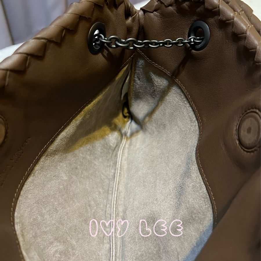 Bottega Veneta 咖啡棕色可可  Intrecciato 編織皮革雙肩包斜背包 二手精品-5