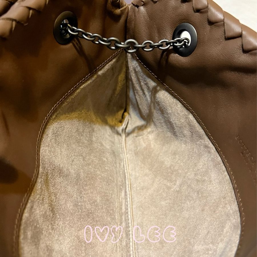 Bottega Veneta 咖啡棕色可可  Intrecciato 編織皮革雙肩包斜背包 二手精品-7