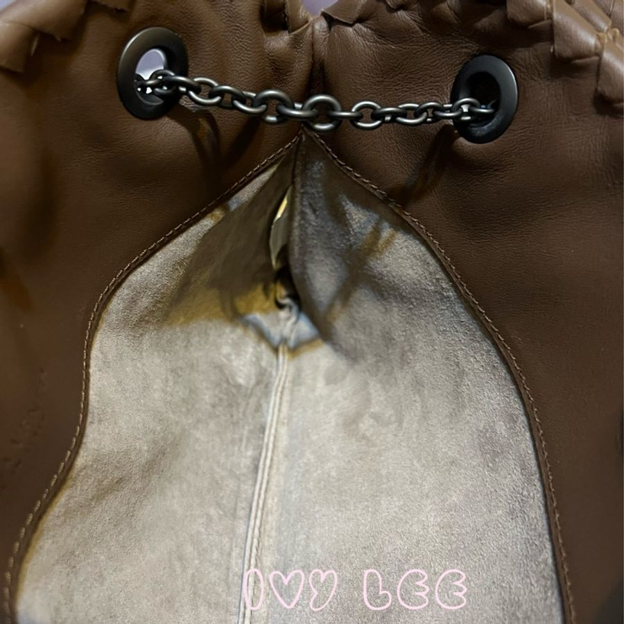 Bottega Veneta 咖啡棕色可可  Intrecciato 編織皮革雙肩包斜背包 二手精品-8