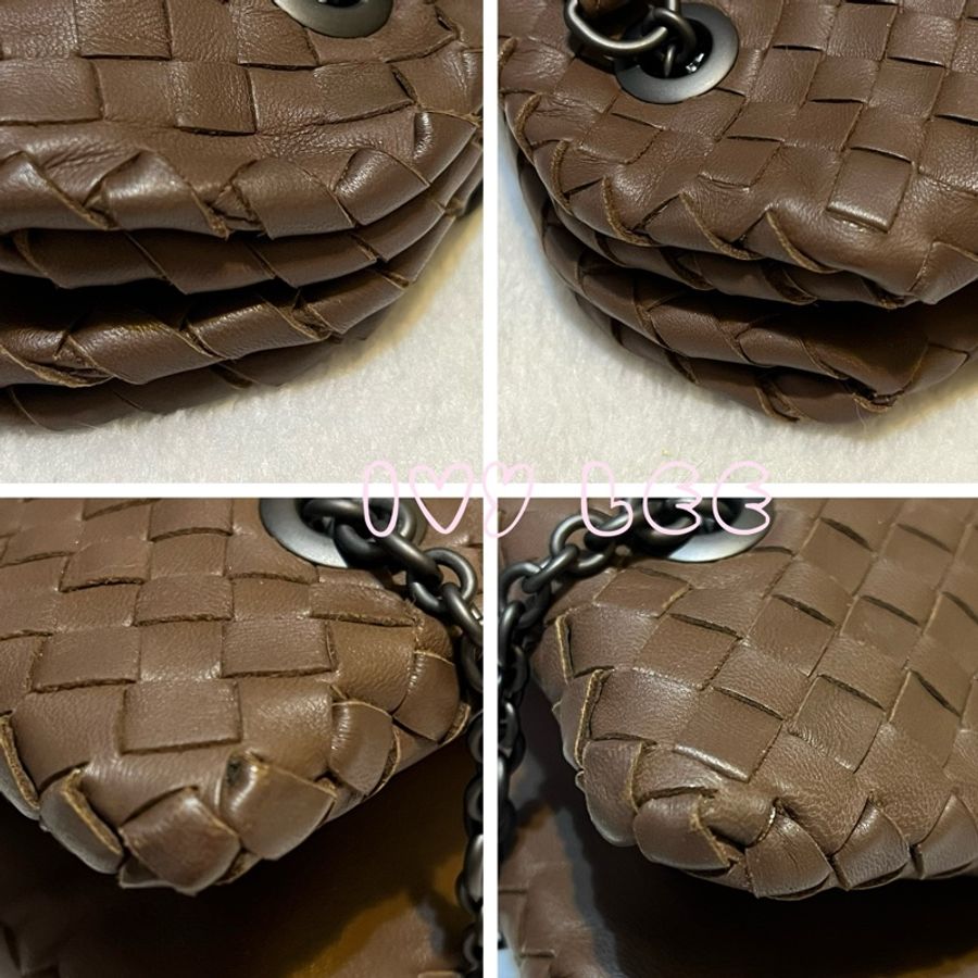 Bottega Veneta 咖啡棕色可可  Intrecciato 編織皮革雙肩包斜背包 二手精品-11