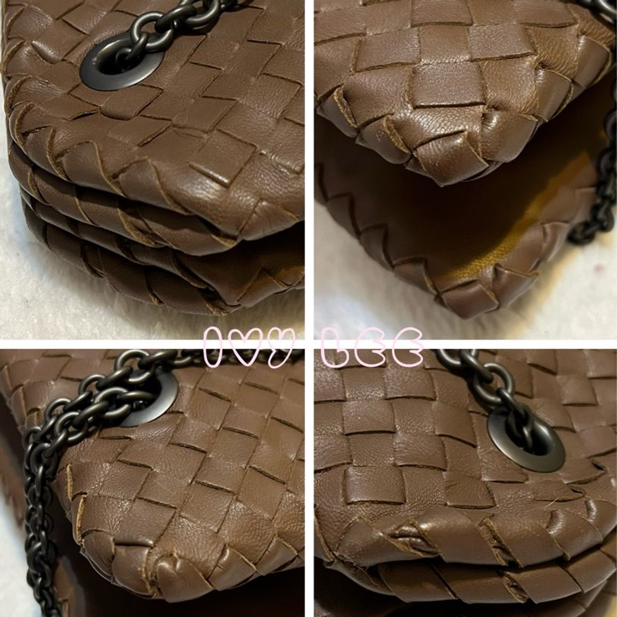Bottega Veneta 咖啡棕色可可  Intrecciato 編織皮革雙肩包斜背包 二手精品-13