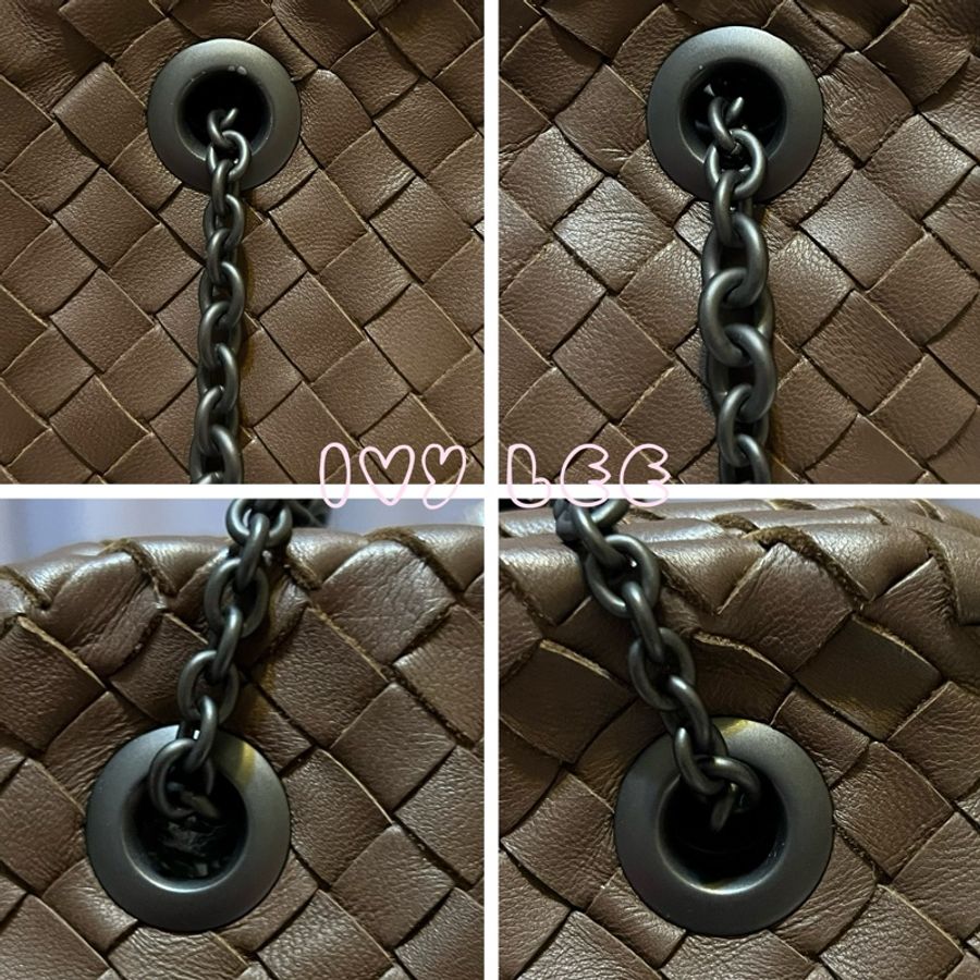 Bottega Veneta 咖啡棕色可可  Intrecciato 編織皮革雙肩包斜背包 二手精品-14
