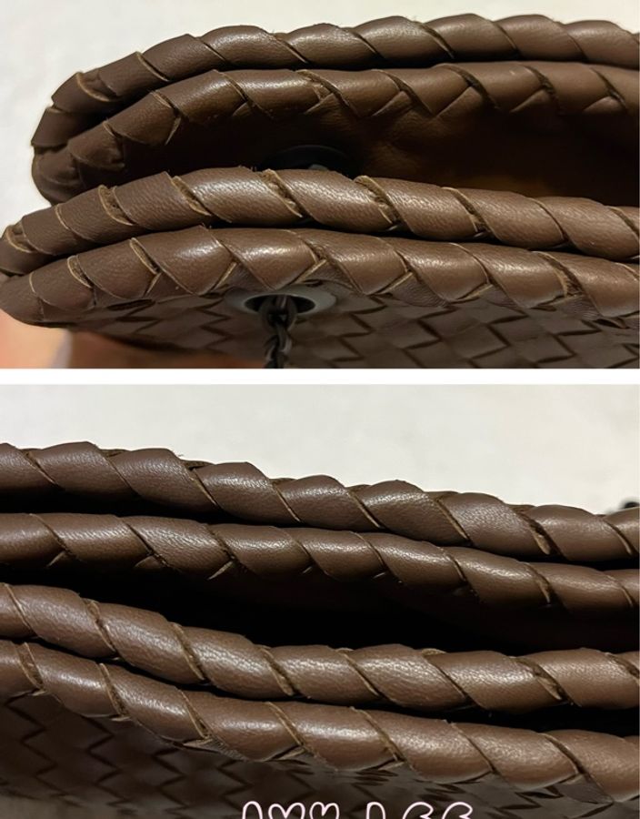 Bottega Veneta 咖啡棕色可可  Intrecciato 編織皮革雙肩包斜背包 二手精品-19