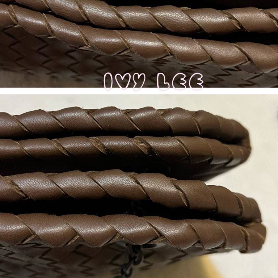 Bottega Veneta 咖啡棕色可可  Intrecciato 編織皮革雙肩包斜背包 二手精品-20