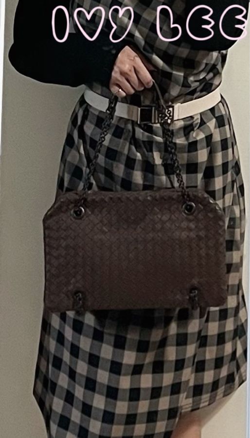 Bottega Veneta 咖啡棕色可可  Intrecciato 編織皮革雙肩包斜背包 二手精品-25