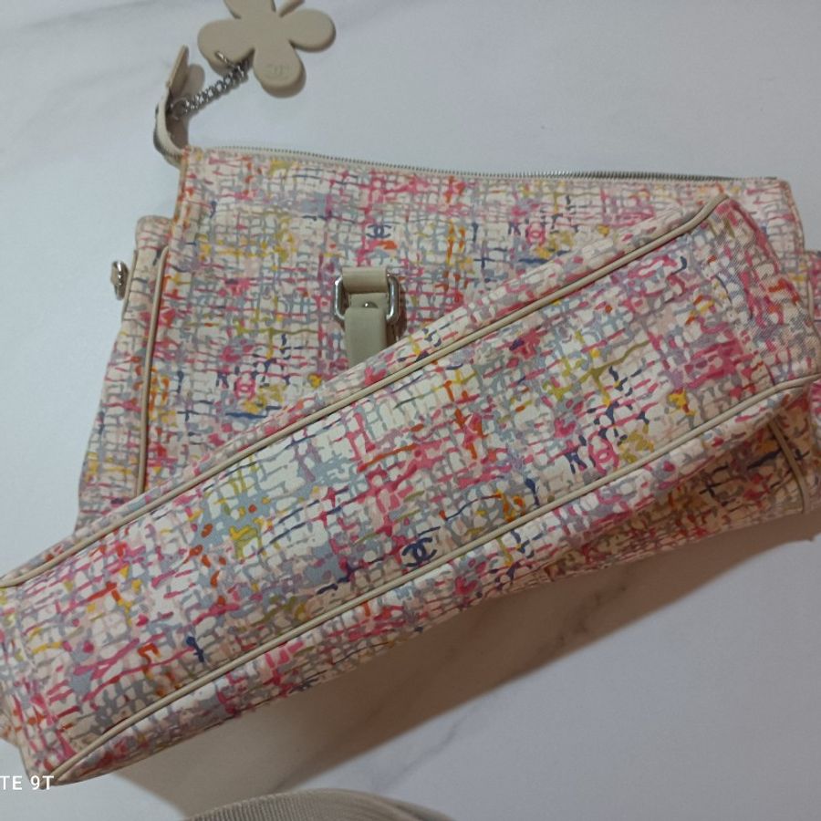 Chanel vintage 毛呢圖案托特布包-2