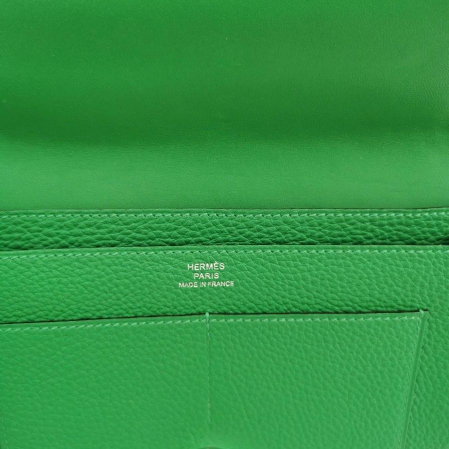 hermes|愛馬仕dogon綠色子母包護照夾錢包錢夾皮包-11