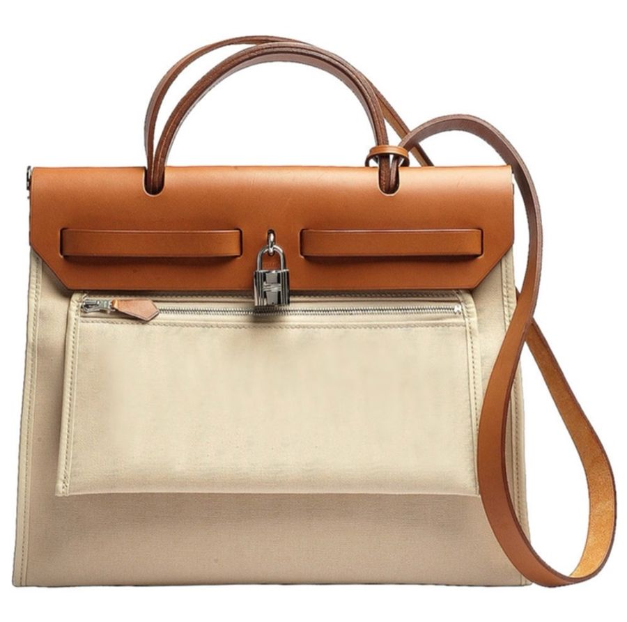 Hermes 米棕色 帆布 牛皮 Herbag Zip 31 兩用包 銀扣 Z刻-2