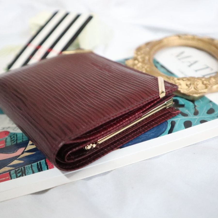 新品上架 現貨 🔥💖 ✨Valentino Wine Red Leather Wallet, Valentino wallet, Valentino 酒紅色樹紋銀包-8