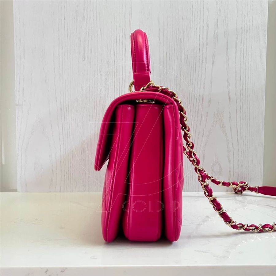 CHANEL Trendy CC  25  菱格紋手把口蓋包   小羊皮/玫金釦、鍊-12