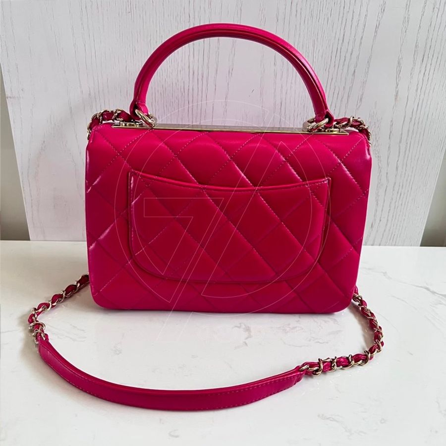 CHANEL Trendy CC  25  菱格紋手把口蓋包   小羊皮/玫金釦、鍊-15